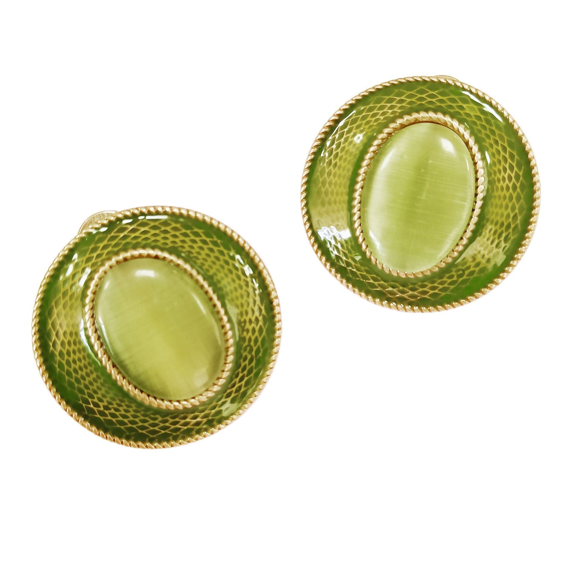 Green Enamel earrings