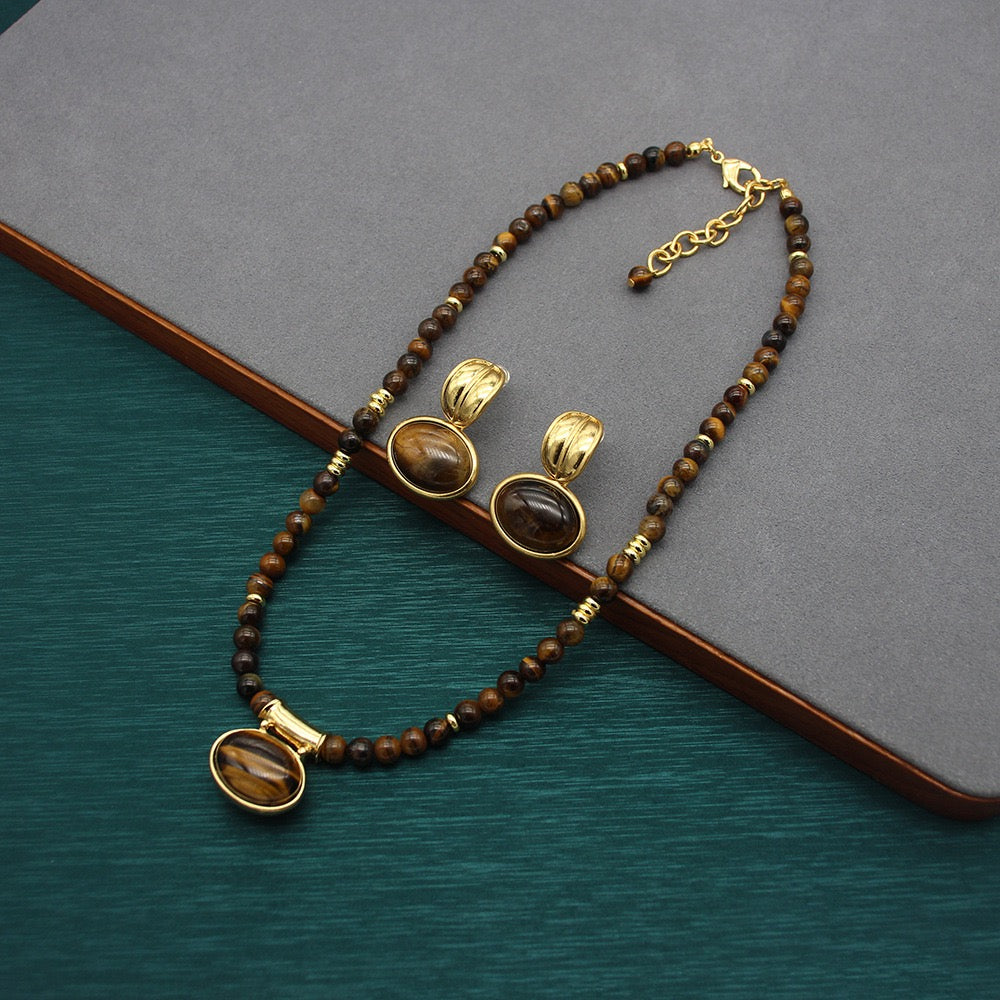 Tiger’s eye Necklace earring set