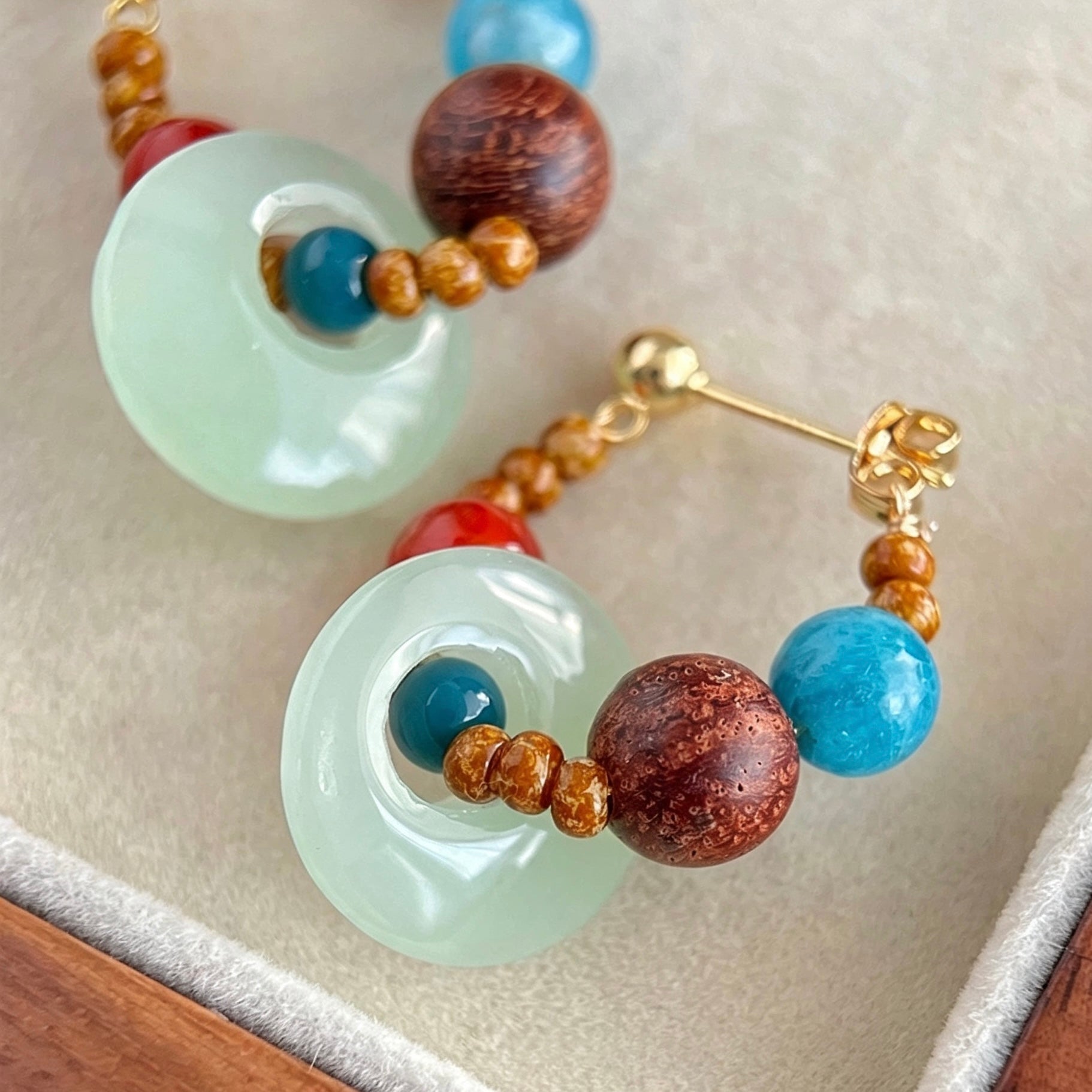 Tibetan-style glass earrings