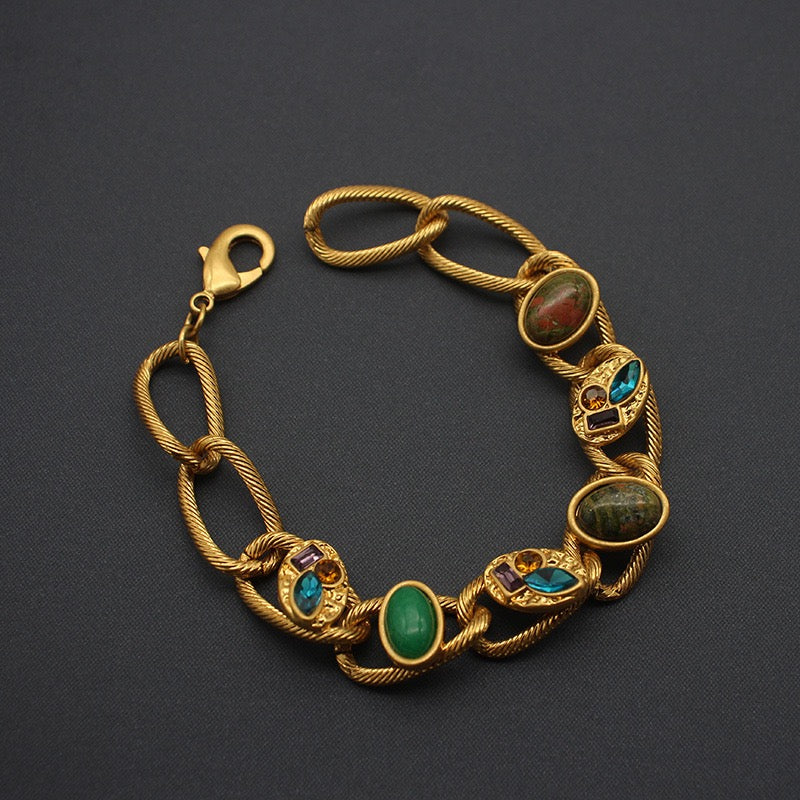 gold-plated gemstone bracelet