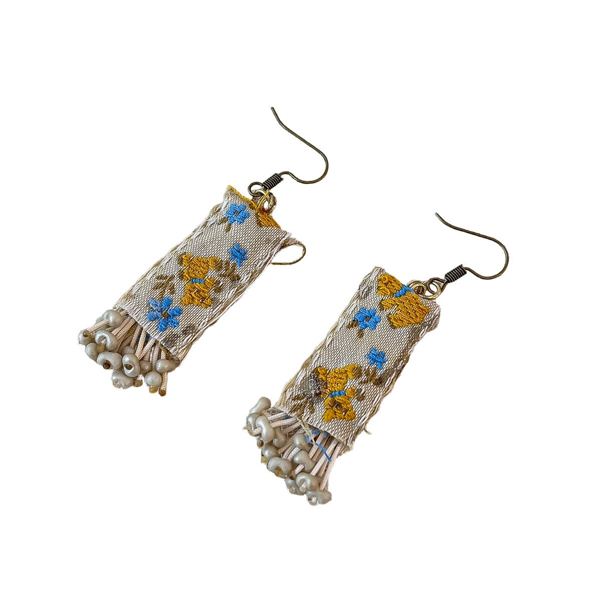 Fabric embroidery earrings