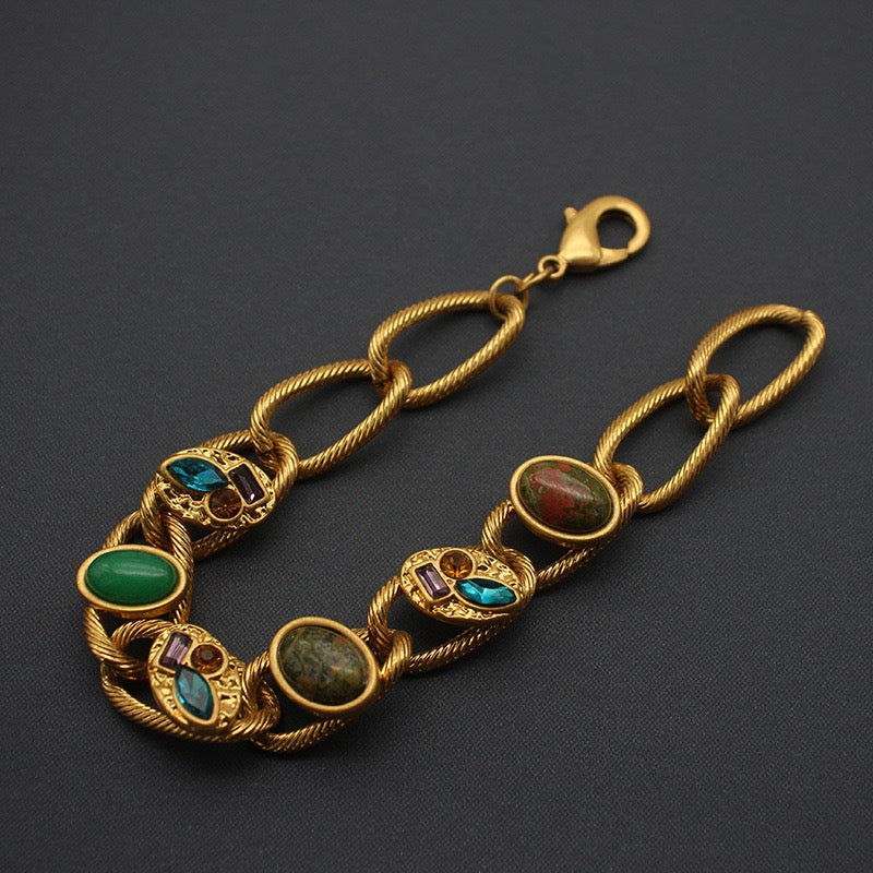 gold-plated gemstone bracelet