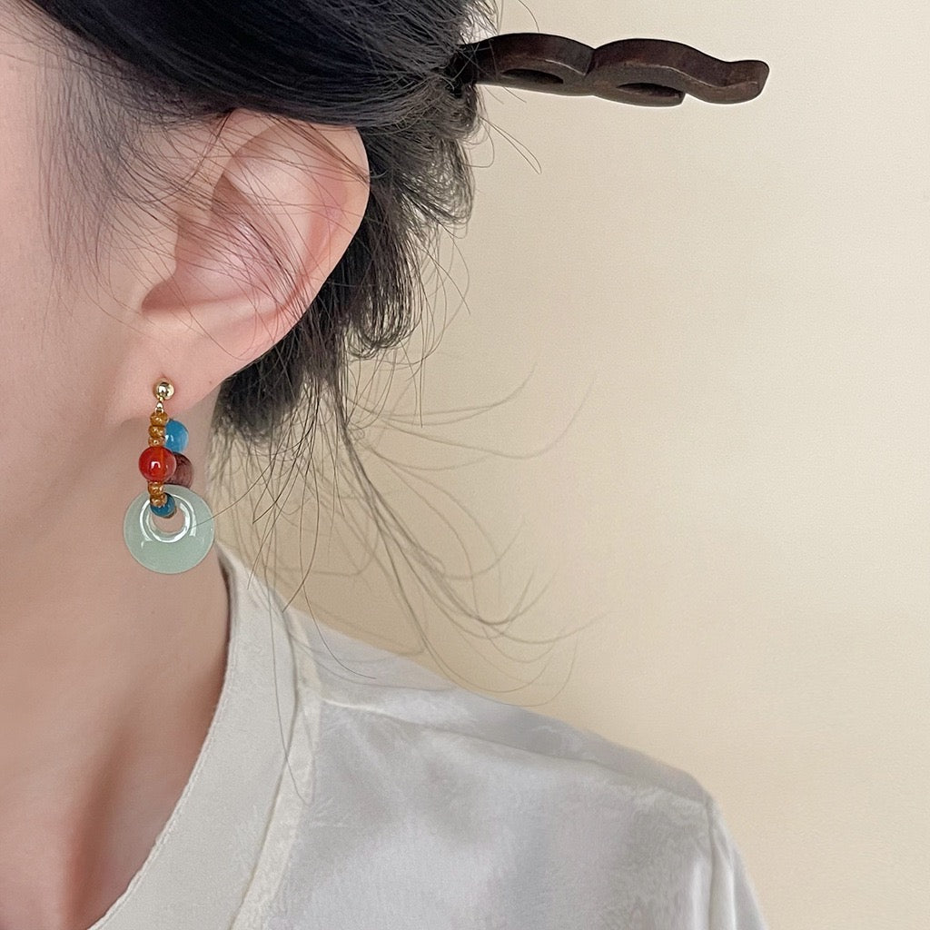 Tibetan-style glass earrings