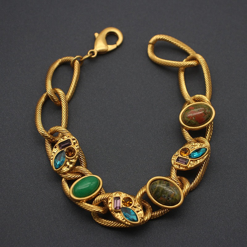 gold-plated gemstone bracelet