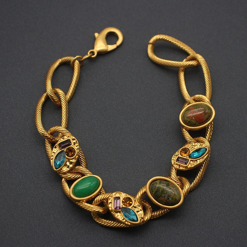 gold-plated gemstone bracelet