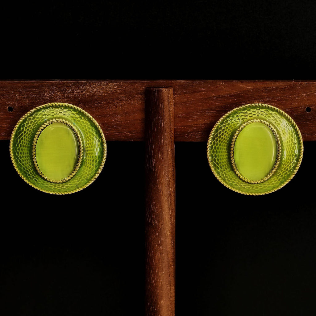 Green Enamel earrings