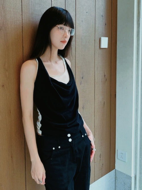 Draped neck top