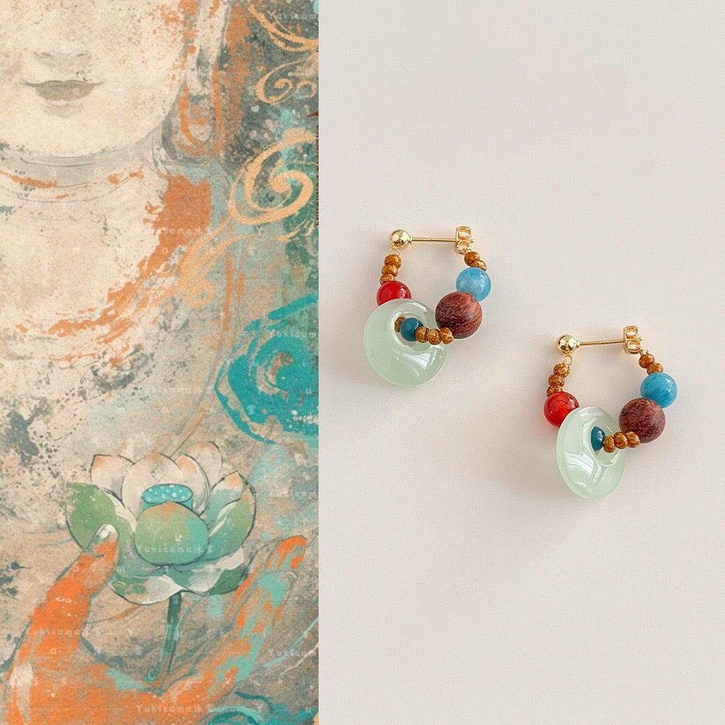 Tibetan-style glass earrings