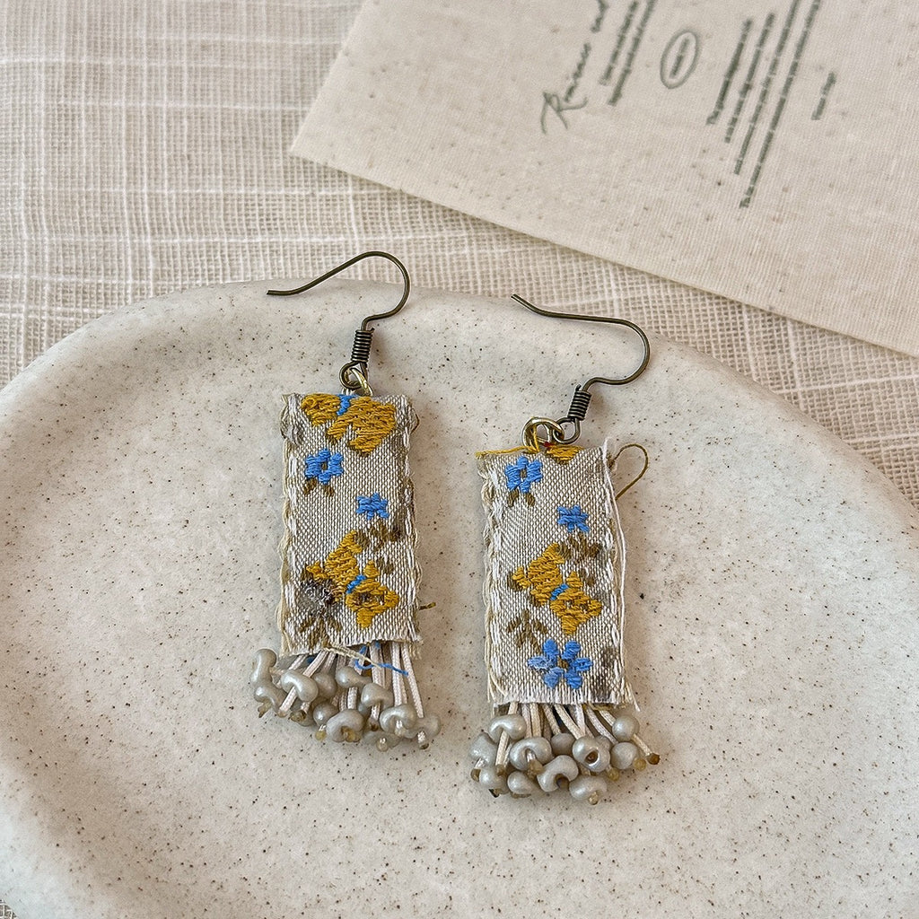 Fabric embroidery earrings