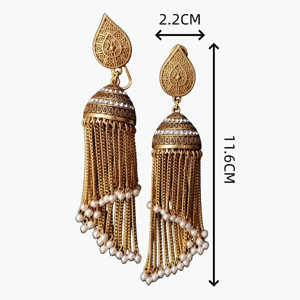 Zircon-set birdcage pearl earrings