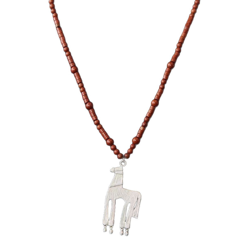 Red stone Beaded horse necklace