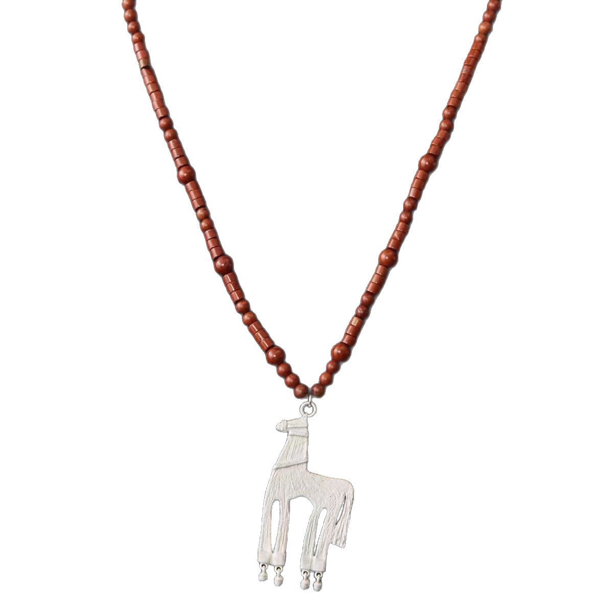 Red stone Beaded horse necklace