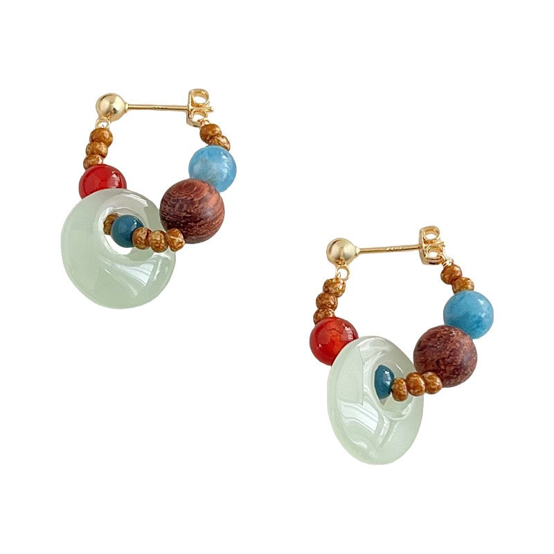 Tibetan-style glass earrings