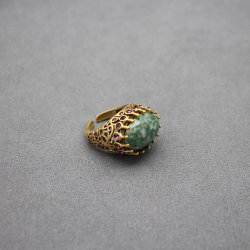 Engraved Variegated stone ring