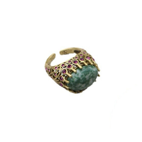 Engraved Variegated stone ring